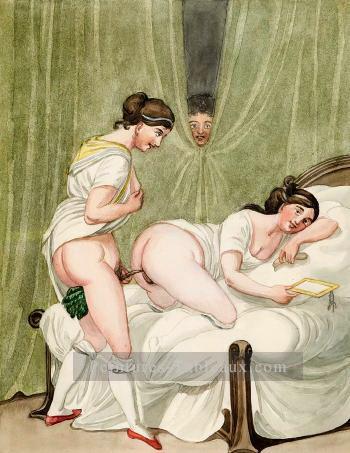 Erotische Szene Georg Emanuel Opiz caricature sexuelle Peintures à l'huile